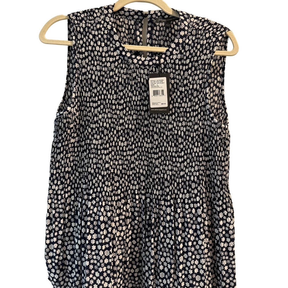Adrianna Papell Floral Sleeveless Top - Navy and White NWT